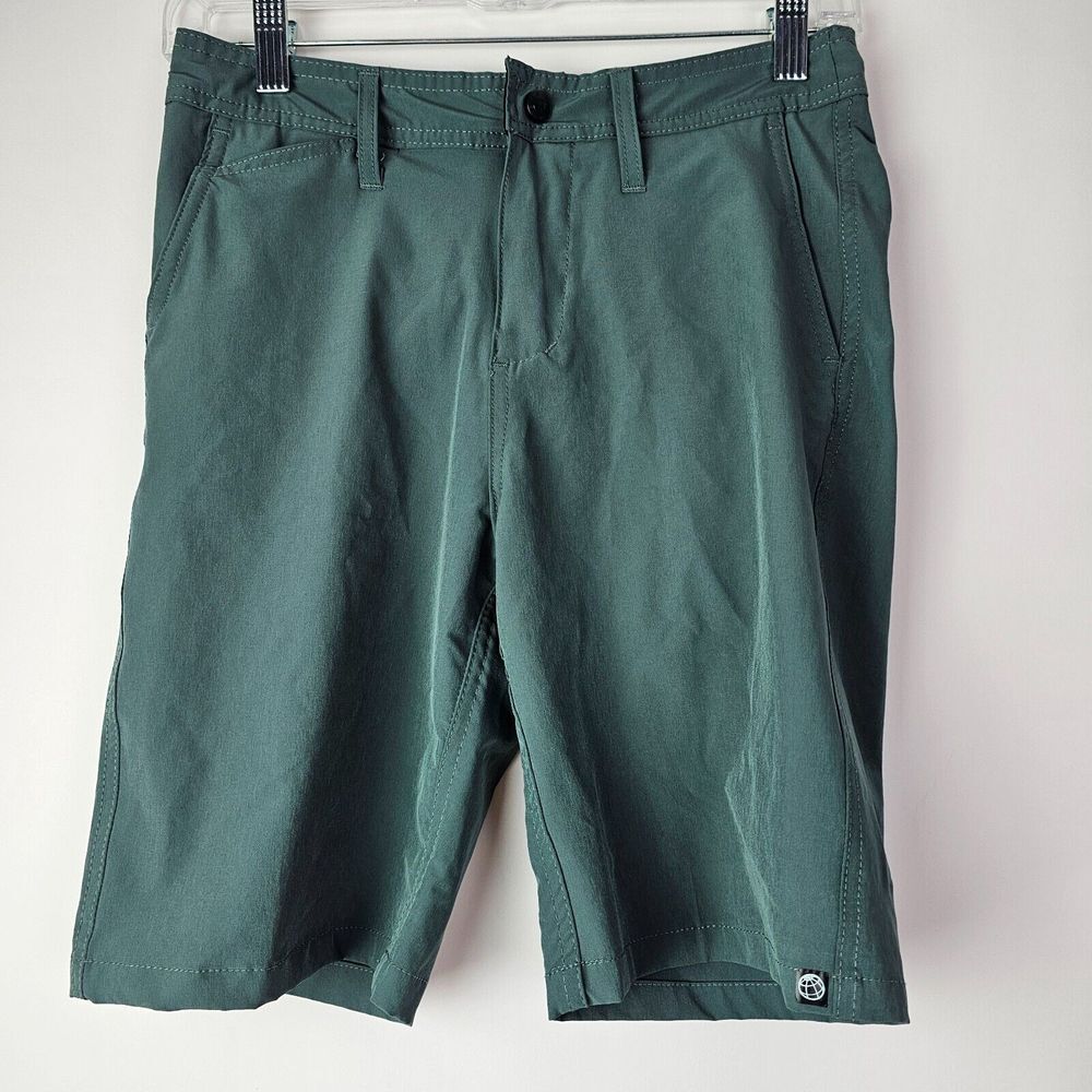 Free Planet Boys Size 12 Blue Gray Stretch Flat Front Shorts Lightweight
